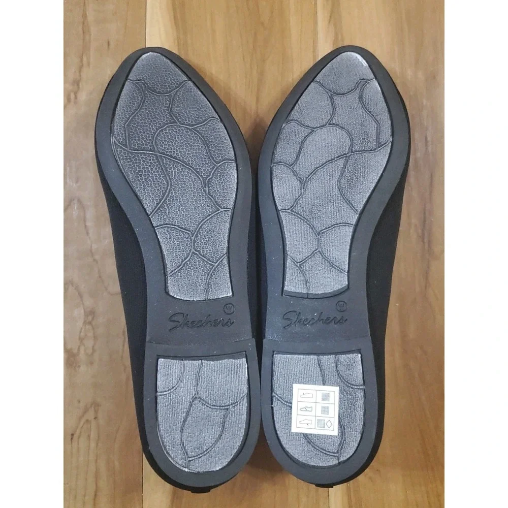 Skechers Womens SN 48885W Air Cooled Slip On Black Ballet Flats Stretch Fit 11 W